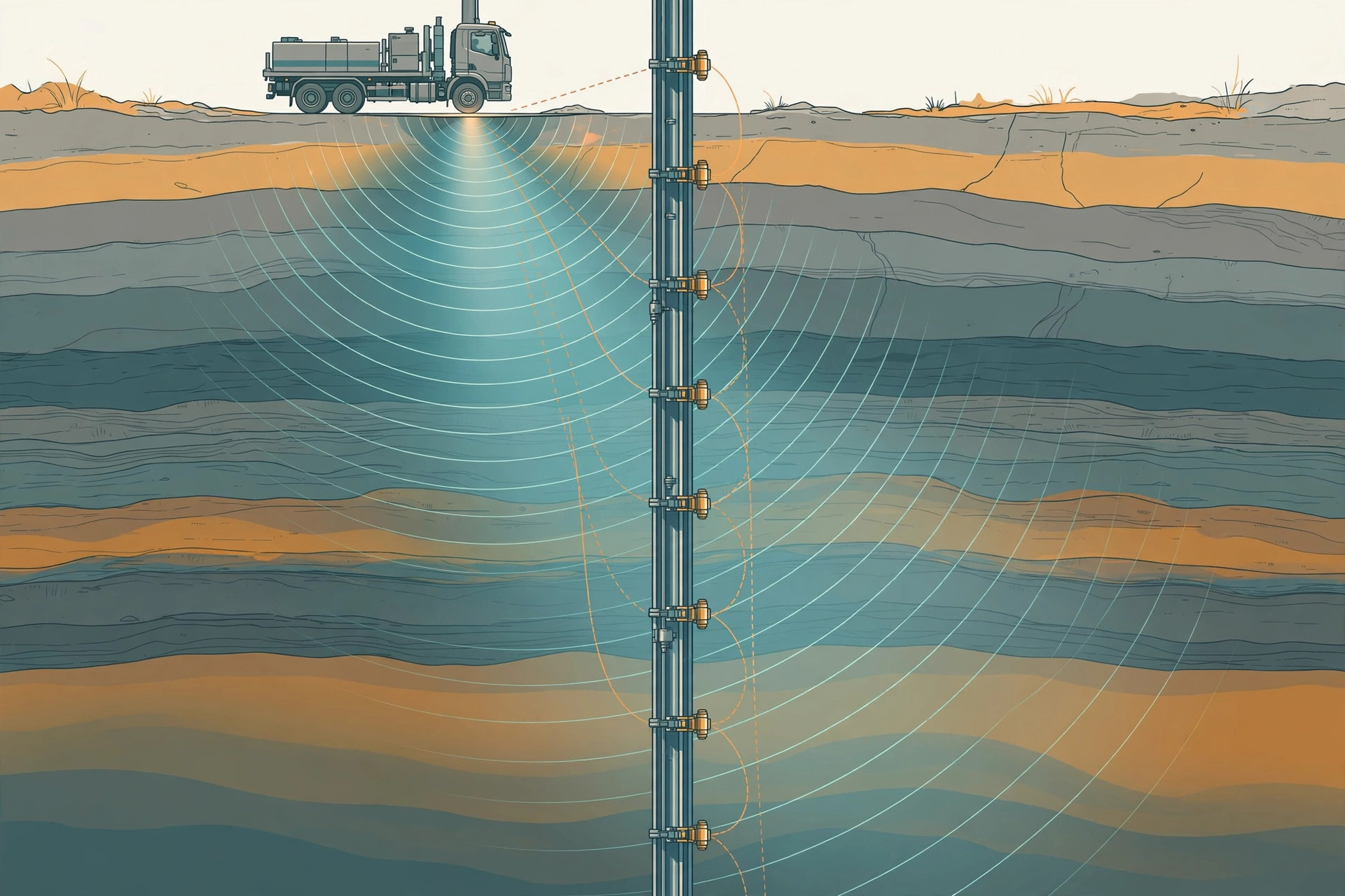 Vertical Seismic Profiling (VSP) illustration