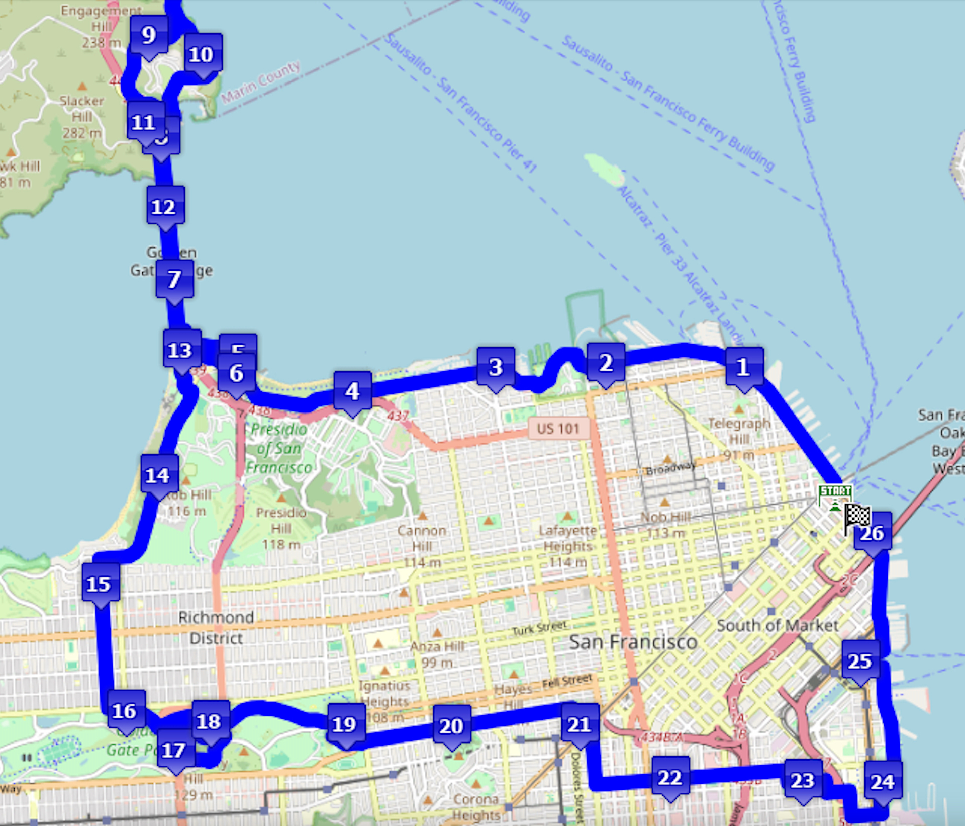 26.2 miles route